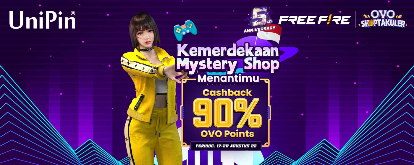 Agustus – Rayakan Kemerdekaan Mystery Shop Free Fire Cashback 90% OVO Points!